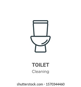 Toilet outline vector icon. Thin line black toilet icon, flat vector simple element illustration from editable cleaning concept isolated on white background