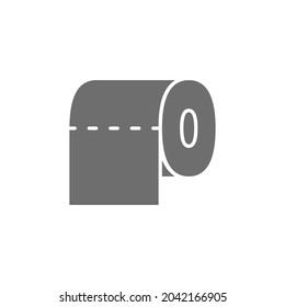 Toilet paper, bathroom grey icon. Isolated on white background