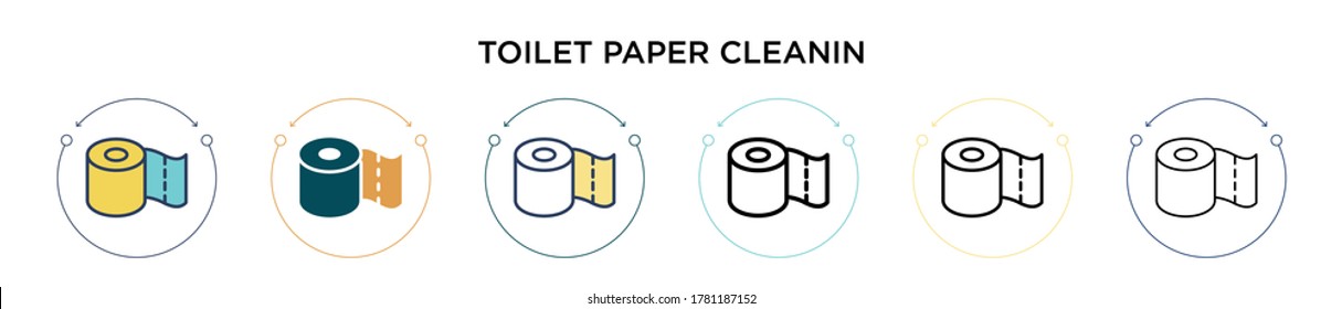 Toilet paper cleanin icon in filled, thin line, outline and stroke style. Vector illustration of two colored and black toilet paper cleanin vector icons designs can be used for mobile, ui, web