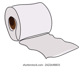 Toilet paper is in a continuous line pattern on a white background.