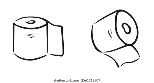 Toilet Paper Doodle Icon, line hand drawn sanitary roll symbol vector design. Great for mobile app, web design, game, etc