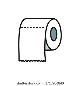 toilet paper doodle icon, vector illustration