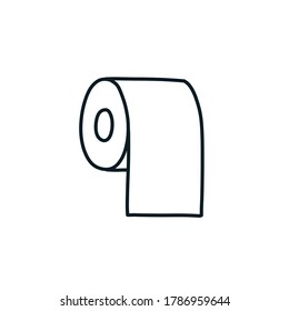 toilet paper doodle icon, vector illustration