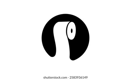 toilet paper emblem , black isolated silhouette