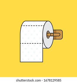Toilet paper flat design illustration on the wall.