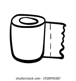 toilet paper flat doodle icon, vector on white background