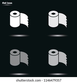 Toilet paper flat grayscale vector icon.