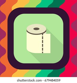 toilet paper flat icon with long shadow, vector illustration