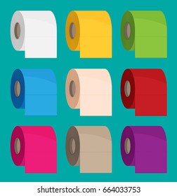 Toilet paper flat icon set. Modern flat icon vector