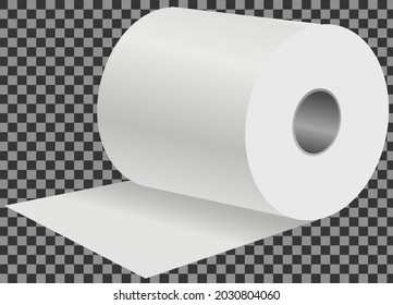 Toilet paper flat vector illustration. Special paper for wiping. Paper product is used for sanitary and hygienic purposes. Roll of white coiled paper. Bumf isolated on transparent background