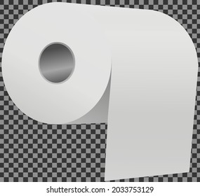 Toilet paper flat vector illustration. Special paper for wiping. Paper product is used for sanitary and hygienic purposes. Roll of white coiled paper. Bumf isolated on transparent background
