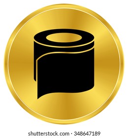 Toilet Paper - Gold Vector Icon