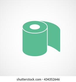 Toilet Paper Green Flat Icon On White Background