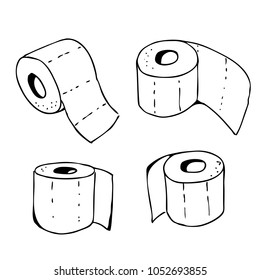 Toilet paper hand drawn set, vector illustration