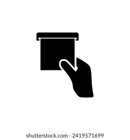 Icono de papel higiénico y vector plano de mano. Símbolo sólido simple aislado en fondo blanco