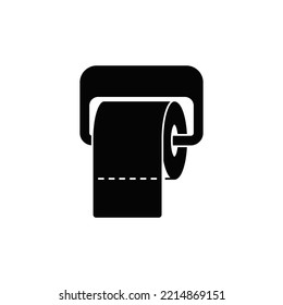 Toilet paper holder icon in black flat glyph, filled style isolated on white background