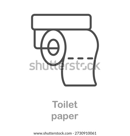 Toilet paper icon in clean vector style, editorial stroke illustration isolated on white background.