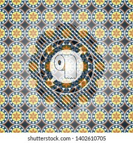 toilet paper icon inside arabesque emblem. arabic decoration.
