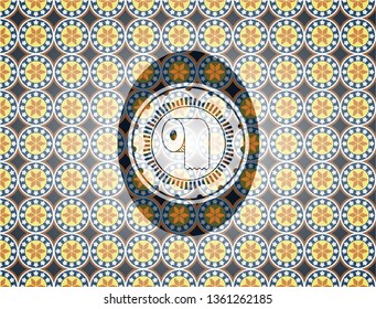 toilet paper icon inside arabic emblem. Arabesque decoration.