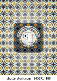 toilet paper icon inside arabic badge background. Arabesque decoration.