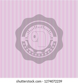 toilet paper icon inside badge with pink background