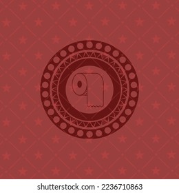 toilet paper icon inside badge with red background. 