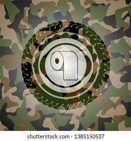 toilet paper icon inside camouflage texture