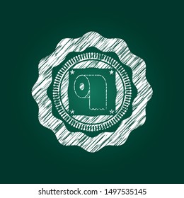 toilet paper icon inside chalk emblem written on a blackboard