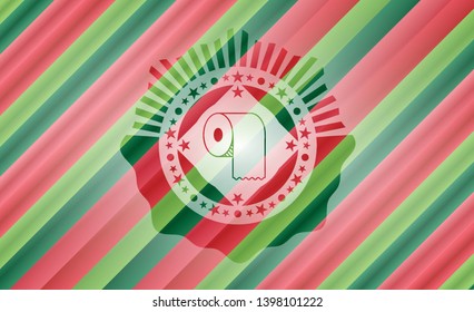 toilet paper icon inside christmas emblem background.