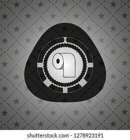 toilet paper icon inside dark emblem. Retro