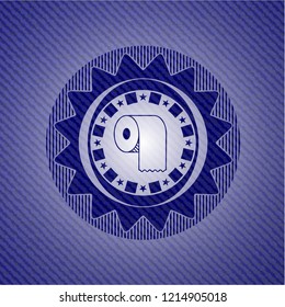 toilet paper icon inside denim background