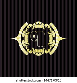 toilet paper icon inside golden badge