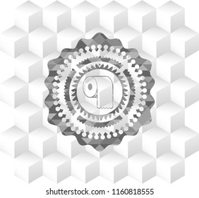 toilet paper icon inside grey emblem. Retro with geometric cube white background