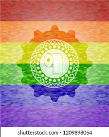 toilet paper icon inside lgbt colors emblem 