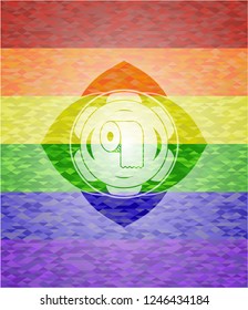 toilet paper icon inside lgbt colors emblem 