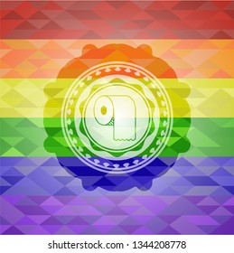 toilet paper icon inside lgbt colors emblem 
