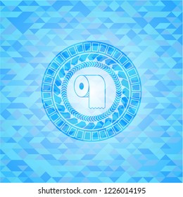 toilet paper icon inside light blue mosaic emblem