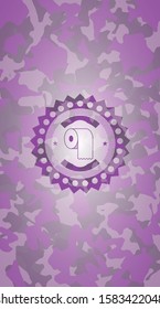 toilet paper icon inside pink and purple camouflage texture