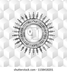 toilet paper icon inside realistic grey emblem with cube white background