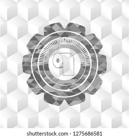 toilet paper icon inside realistic grey emblem with cube white background