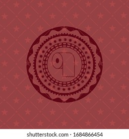 toilet paper icon inside realistic red emblem