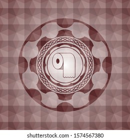toilet paper icon inside red geometric emblem. Seamless.