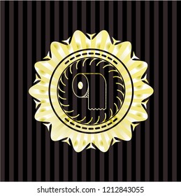 toilet paper icon inside shiny emblem