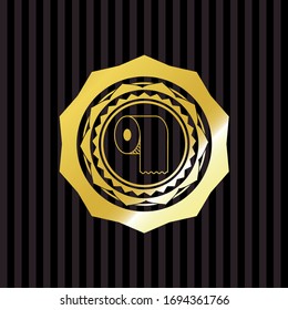 toilet paper icon inside shiny emblem