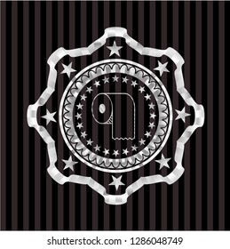 toilet paper icon inside silver emblem