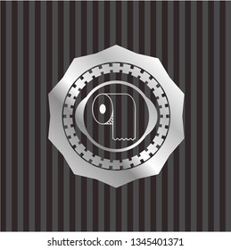 toilet paper icon inside silvery shiny emblem