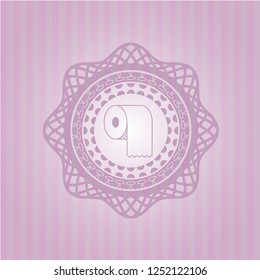 toilet paper icon inside vintage pink emblem