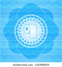 toilet paper icon inside water concept style emblem.