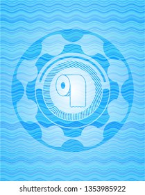 toilet paper icon inside water wave representation emblem.