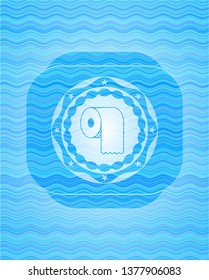 toilet paper icon inside water wave representation badge.